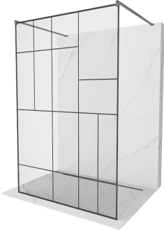 Mexen Kioto volně stojící sprchová stěna 140x200 cm, černý vzor 8, kov 800-140-002-95-78