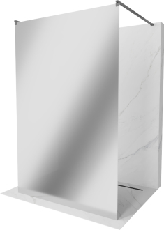 Mexen Kyoto volně stojící sprchová stěna 130 x 200 cm, 8 mm zrcadlo, pistolový kov - 800-130-002-95-50
