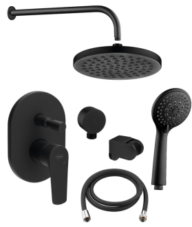 LOTTA podomítkový sprchový set s pákovou baterií, 2 výstupy, černá mat LT743B