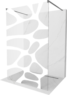 Mexen Kyoto volně stojící sprchová stěna 120 x 200 cm, bílý vzor 8 mm, pistolový kov - 800-120-002-95-97