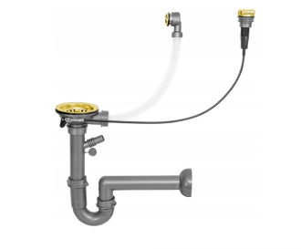 Mexen Automatický dřezový sifon na 1 mísa, zlatý 66911-50