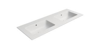PURA keramické dvojumyvadlo Slim 122x46cm, bez otvoru, bílá mat 8888009