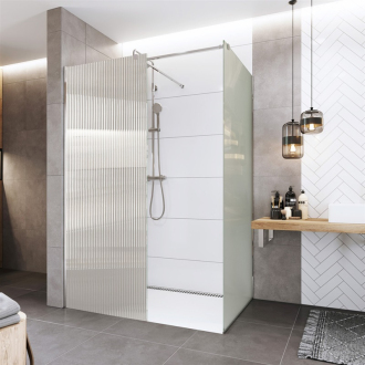 Novea sprchová stěna, 120 x 200 cm, sklo 8mm, Line, lišta ke stěně, EASY CLEAN CK10604HL