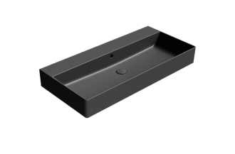 KUBE X keramické umyvadlo 100x47cm, broušená spodní hrana, bez otvoru, černá mat 94239026