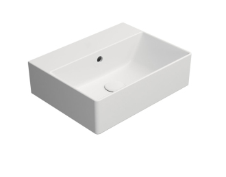 KUBE X keramické umyvadlo 45x35cm, broušená spodní hrana, bez otvoru, bílá mat 94859009