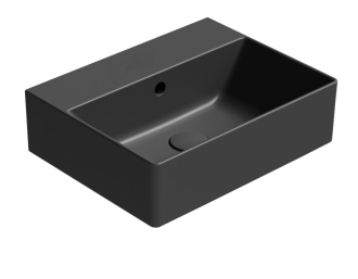 KUBE X keramické umyvadlo 45x35cm, broušená spodní hrana, bez otvoru, černá mat 94859026