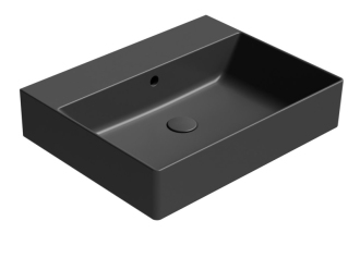 KUBE X keramické umyvadlo 60x47cm, broušená spodní hrana, bez otvoru, černá mat 94319026
