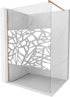 Mexen Kioto Walk-in sprchová stěna 100x200, bílý vzor, kartáč. měď 800-100-101-65-85