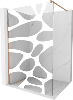 Mexen Kioto Walk-in sprchová stěna 110x200, bílý vzor, kartáč. měď 800-110-101-65-97