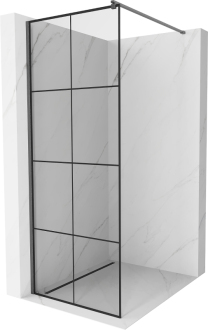 Mexen Kioto Walk-in sprchová stěna 70x200, černý vzor, šedá kartáč. 800-070-101-66-77