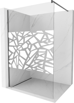 Mexen Kioto Walk-in sprchová stěna 130x200, bílý vzor, šedá kartáč. 800-130-101-66-85