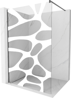 Mexen Kioto Walk-in sprchová stěna 70x200, bílý vzor, šedá kartáč. 800-070-101-66-97