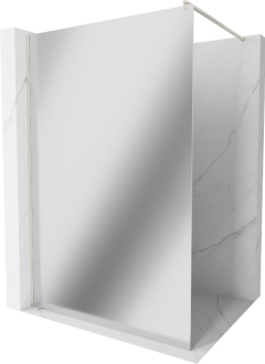 Mexen Kioto Walk-in sprchová stěna 130x200, 8 zrcadlo, kartáč. nikl 800-130-101-97-50