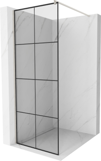 Mexen Kioto Walk-in sprchová stěna 70x200, černý vzor, kartáč. nikl 800-070-101-97-77