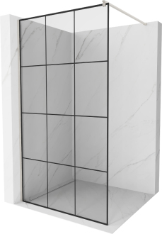 Mexen Kioto Walk-in sprchová stěna 120x200, černý vzor, broušený nikl 800-120-101-97-77