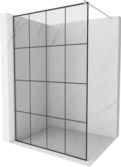 Mexen Kioto Walk-in sprchová stěna 130x200, černý vzor, broušený nikl 800-130-101-97-77