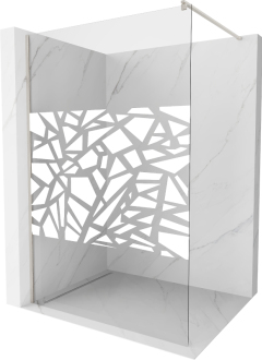 Mexen Kioto Walk-in sprchová stěna 140x200, bílý vzor, kartáč. nikl 800-140-101-97-85