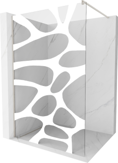 Mexen Kioto Walk-in sprchová stěna 80x200, bílý vzor, kartáč. nikl 800-080-101-97-97
