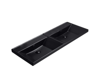 Nábytkové dvojumyvadlo SAT B-Way 121x46 cm černá matná dva otvory pro baterii SATBW212046BKM