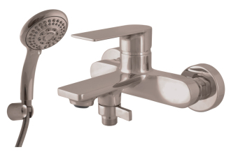 NIL Baterie vanová se sprchou a pevným držákem-rozteč 150mm metal grey-lesklá NL154.5/1MGL