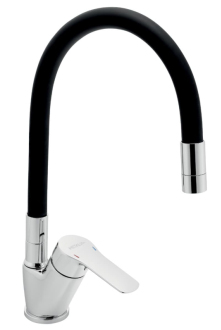 Dřezová baterie Novaservis Metalia 54 s otočným ramínkem černá/chrom 54014F,0C