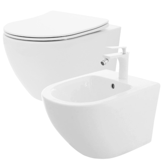 Rea Sada WC mísa REA CARLO Flat Mini Rimless + závěsný Bidet REA CARLO Mini KPL-C2760