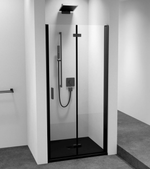 ZOOM BLACK sprchové dveře skládací 900mm, čiré sklo, pravé ZL4915BR