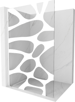 Mexen Kyoto L Walk-in sprchová stěna 100 x 200 cm, bílý vzor, bílá - 800-100-103-20-97