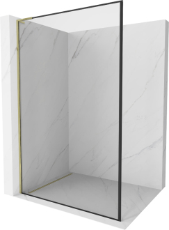 Mexen Kyoto L Walk-in sprchová stěna 100 x 200 cm, černý vzor, zlatá - 800-100-103-50-70