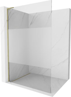 Mexen Kioto L Walk-in sprchová stěna 100x200, transp./mráz zlatá 800-100-103-50-35