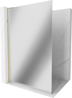 Mexen Kyoto L Walk-in sprchová stěna 90 x 200 cm, zrcadlo, zlatá - 800-090-103-50-50