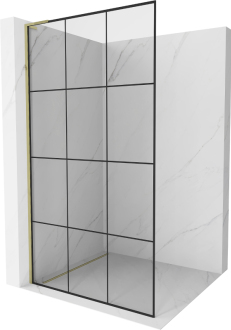 Mexen Kyoto L Walk-in sprchová stěna 110 x 200 cm, černý vzor, zlatá - 800-110-103-50-77