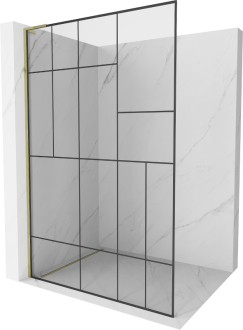 Mexen Kyoto L Walk-in sprchová stěna 110 x 200 cm, černý vzor, zlatá - 800-110-103-50-78