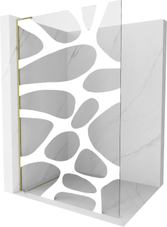 Mexen Kyoto L Walk-in sprchová stěna 80 x 200 cm, bílý vzor, zlatá - 800-080-103-50-97