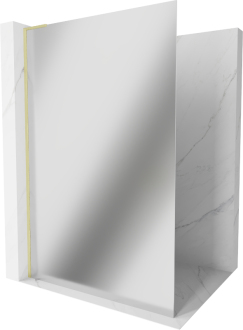 Mexen Kioto L Walk-in sprchová stěna 90x200 cm, zrcadlo, broušené zlato 800-090-103-55-50