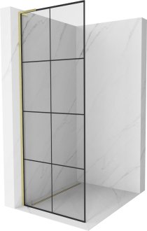 Mexen Kioto L Walk-in sprchová stěna 70x200, černý vzor, broušené zlato 800-070-103-55-77