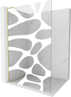 Mexen Kioto L Walk-in sprchová stěna 100x200, bílý vzor, broušené zlato 800-100-103-55-97