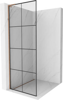 Mexen Kioto L Walk-in sprchová stěna 90x200 cm, černý vzor, růžové zlato 800-090-103-60-77