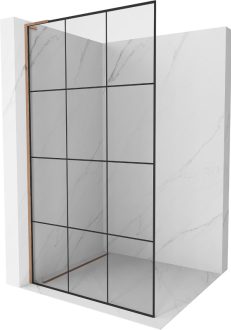 Mexen Kioto L Walk-in sprchová stěna 110x200, černý vzor, růžové zlato 800-110-103-60-77
