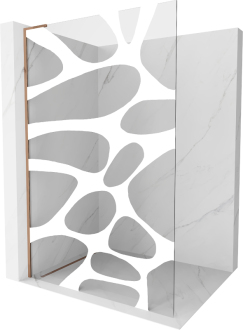Mexen Kioto L Walk-in sprchová stěna 110x200 cm, bílý vzor, růžové zlato 800-110-103-60-97
