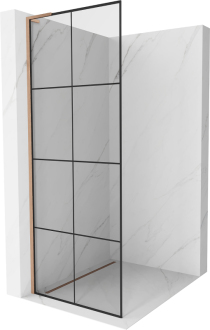 Mexen Kioto L Walk-in sprchová stěna 80x200, černý vzor, kartáč. měď 800-080-103-65-77