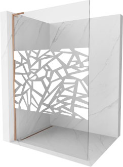 Mexen Kioto L Walk-in sprchová stěna 120x200, bílý vzor, kartáč. měď 800-120-103-65-85