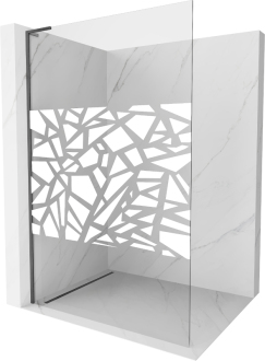 Mexen Kioto L Walk-in sprchová stěna 100x200, bílý vzor, šedá kartáč. 800-100-103-66-85