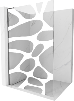 Mexen Kioto L Walk-in sprchová stěna 110x200, bílý vzor, šedá kartáč. 800-110-103-66-97