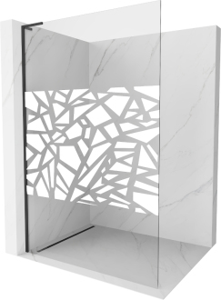 Mexen Kyoto L Walk-in sprchová stěna 80 x 200 cm, bílý vzor, černá - 800-080-103-70-85