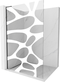 Mexen Kyoto L Walk-in sprchová stěna 70 x 200 cm, bílý vzor, černá - 800-070-103-70-97
