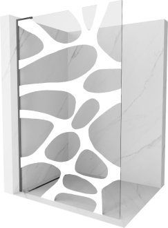 Mexen Kioto L Walk-in sprchová stěna 90 x 200 cm, bílý vzor, pistolový kov - 800-090-103-95-97