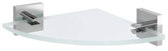 X-SQUARE skleněná police rohová, čtvrtkruhová 200x200mm, chrom/čiré sklo XQ009-11
