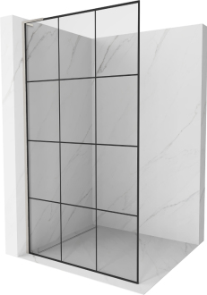 Mexen Kioto L Walk-in sprchová stěna 100x200, černý vzor, broušený nikl 800-100-103-97-77