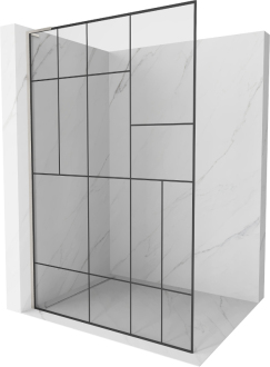 Mexen Kioto L Walk-in sprchová stěna 80x200, černý vzor, broušený nikl 800-080-103-97-78